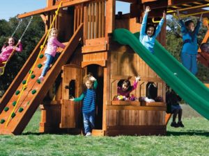 Rainbow Swing Set Monster Clubhouse