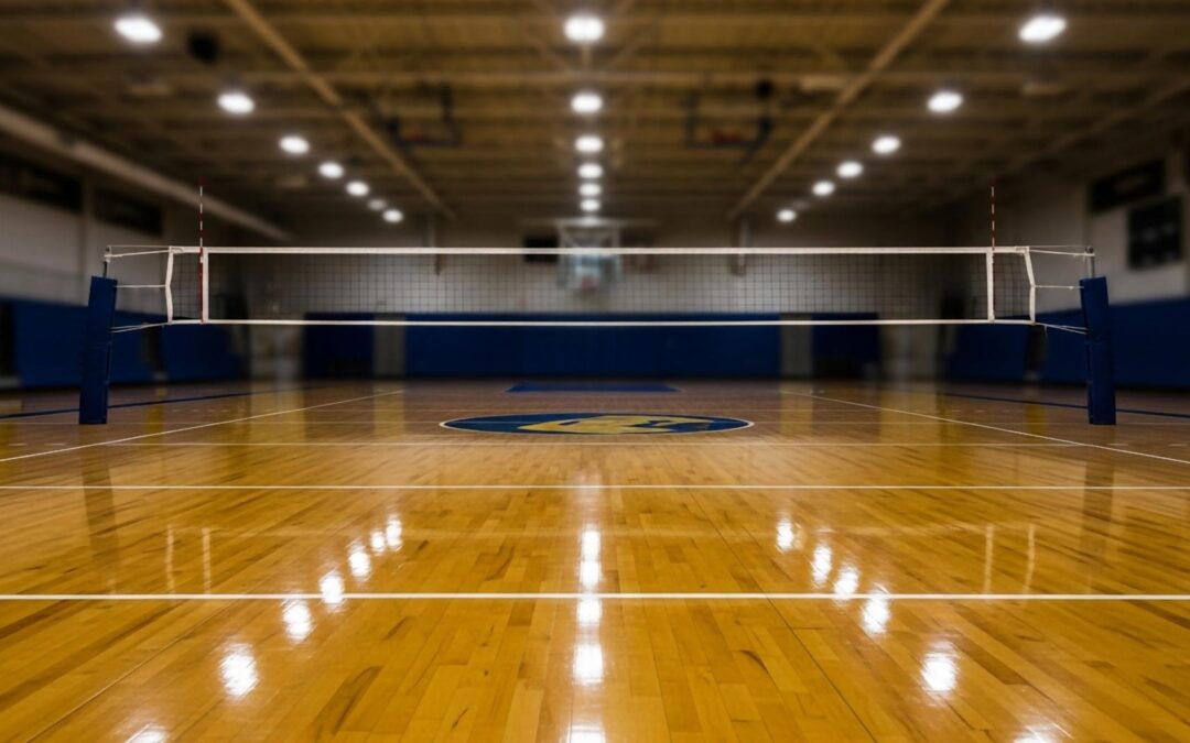 A volleyball court in a gymnasium